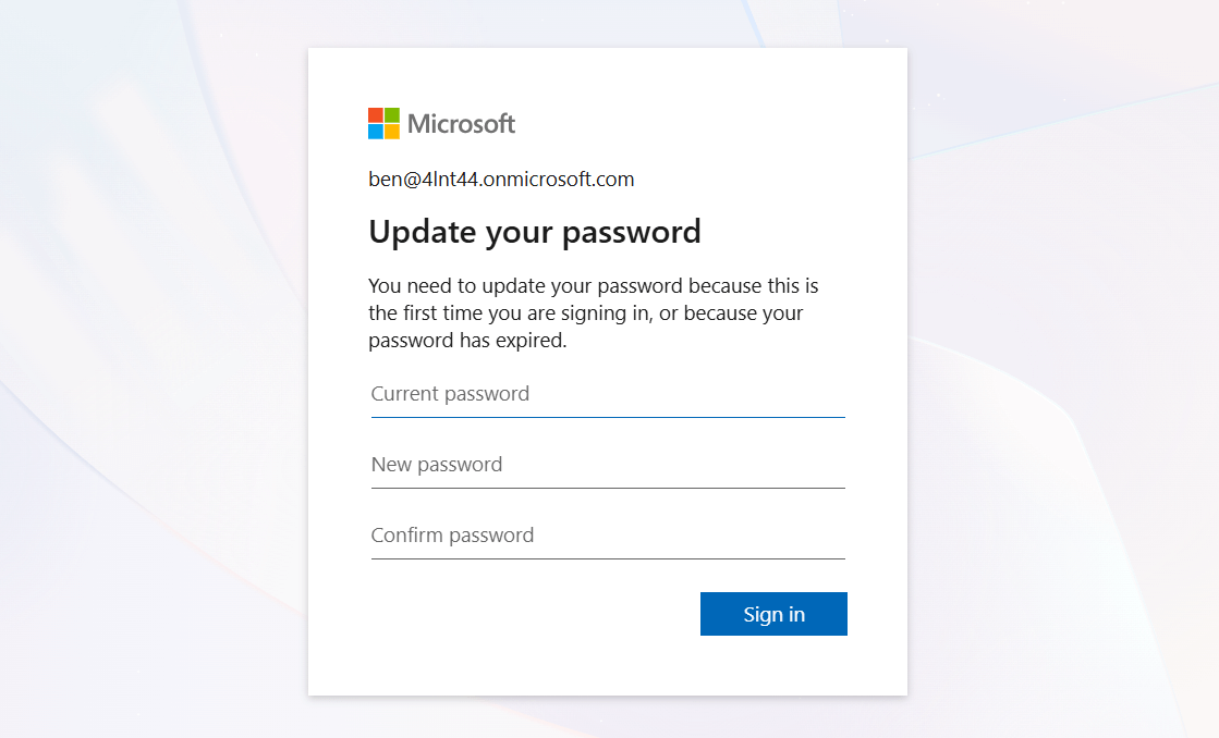 Update password in prompt
